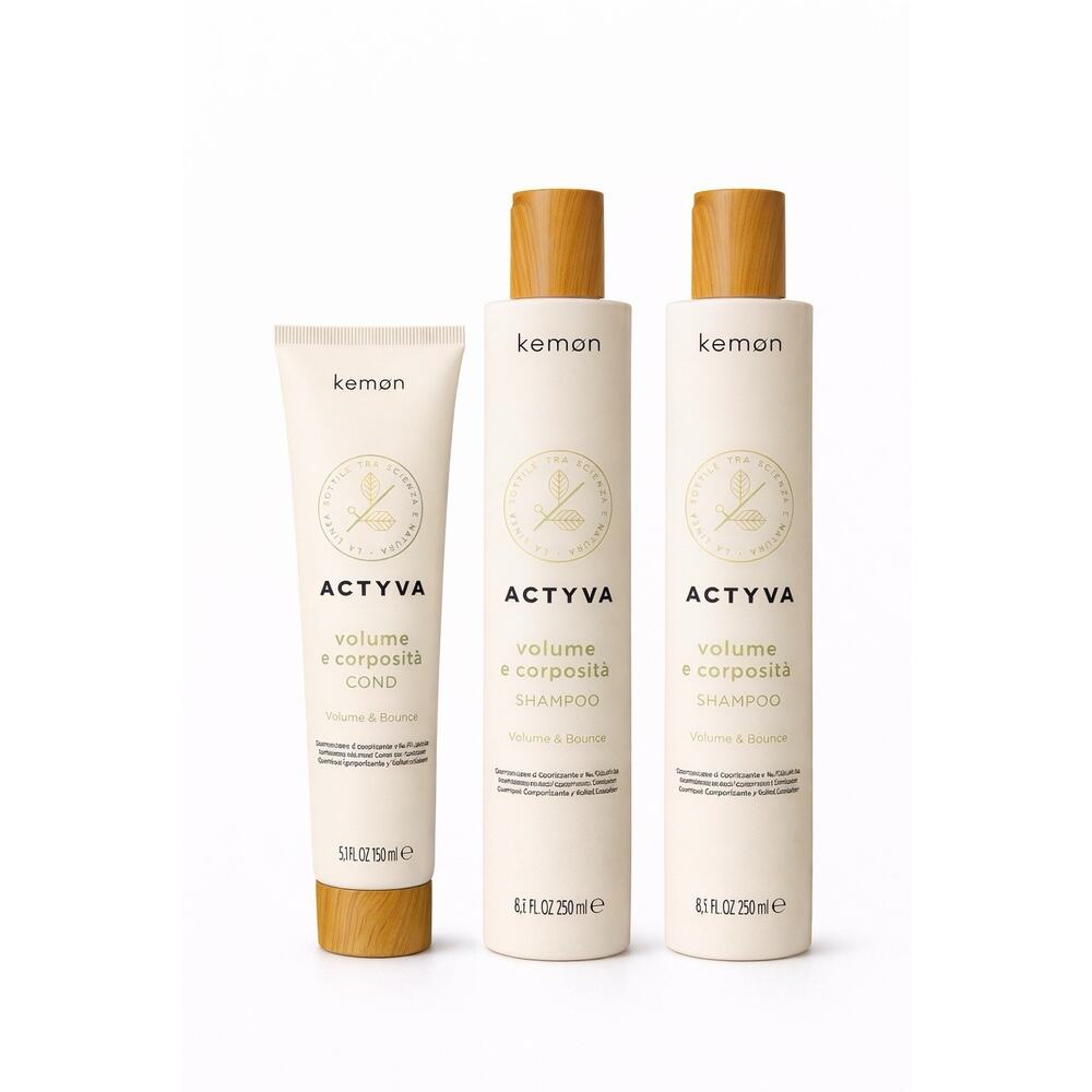 Kemon Actyva Volume e Corposità Shampoo 8.5 Fl.oz x2 + Cond 5.1 Fl.oz Unsealed